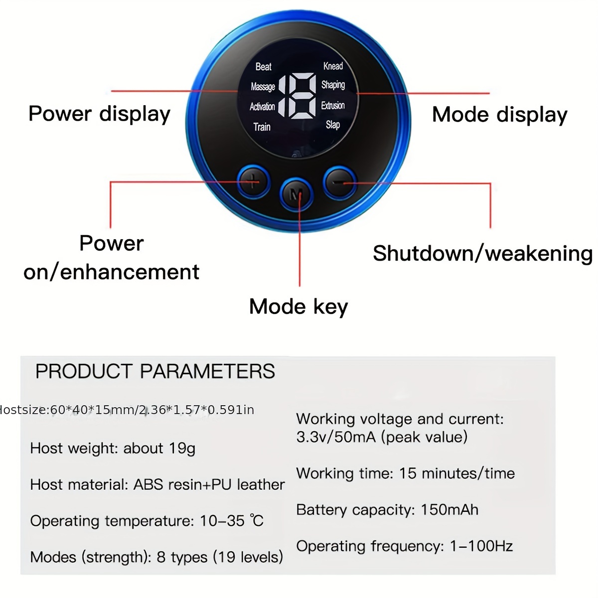 EMS Mini Electric Pulse Neck Masager LCD Display 8 Mode Cervical Massage  Patch Muscle Pain Relief