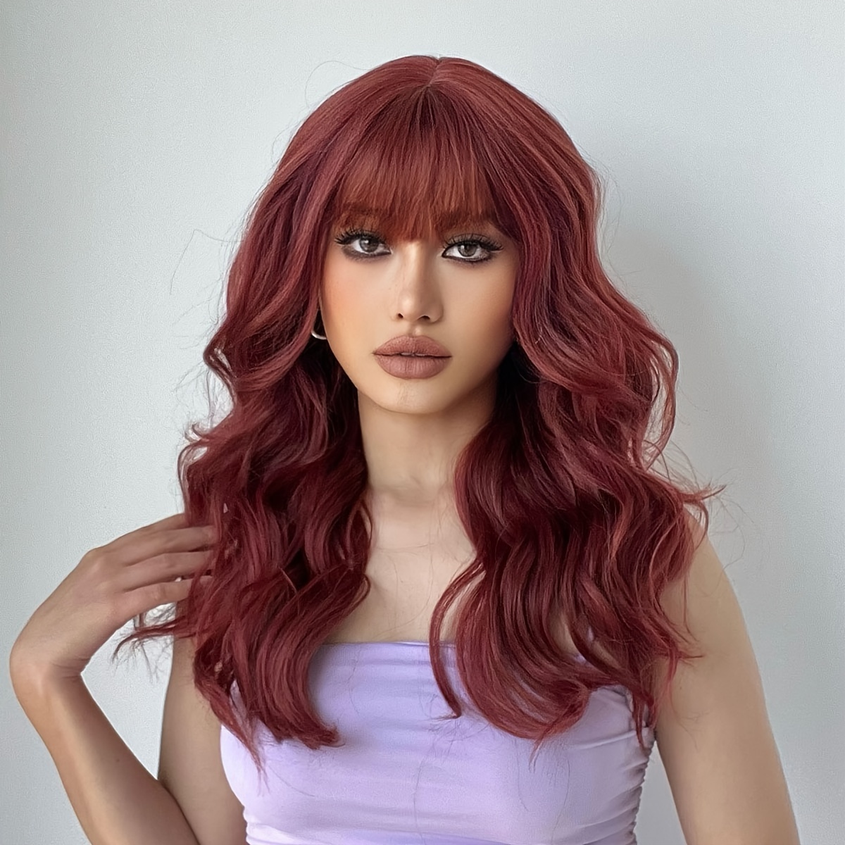 Long Straight Red Wig Layered Synthetic Hair Wigs Women Temu