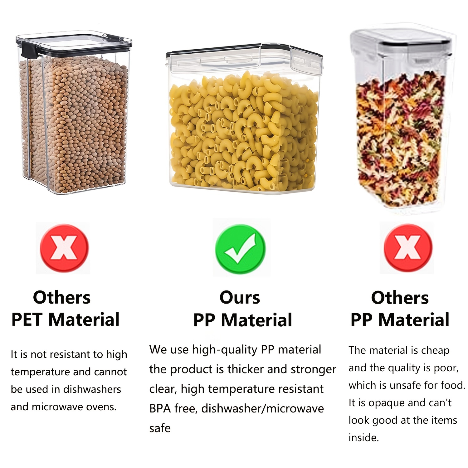 Contenitori ermetici per alimenti con coperchi contenitori per alimenti  secchi in plastica per farina di cereali