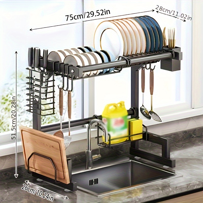 1pc Stainless Steel Sink Drying Rack, Modern Adjustable Over The