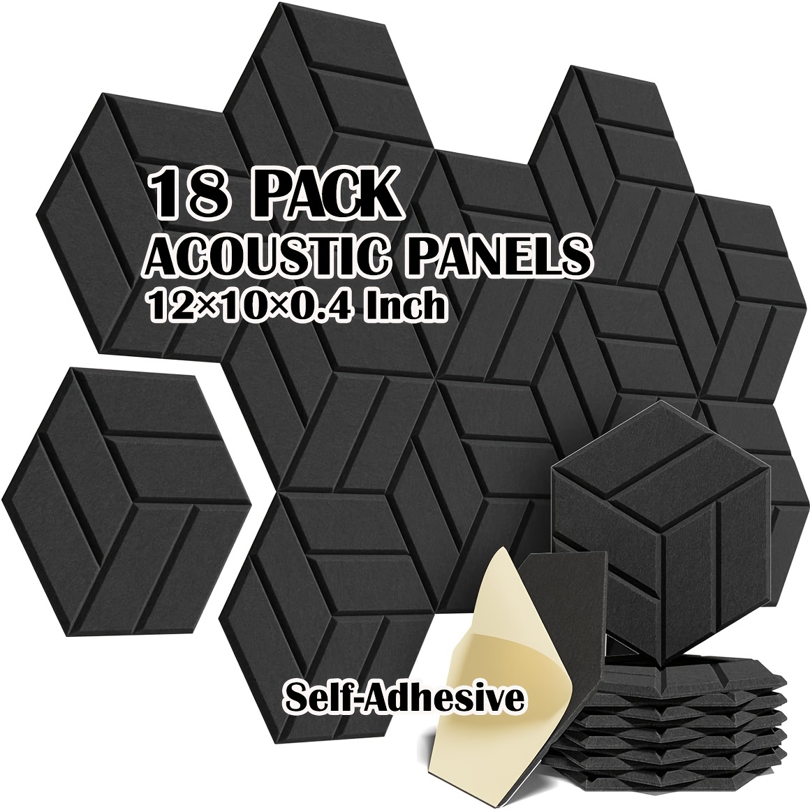 8pcs Panneaux Acoustiques Hexagonaux Auto-adhésifs, 12 X 10 X 0