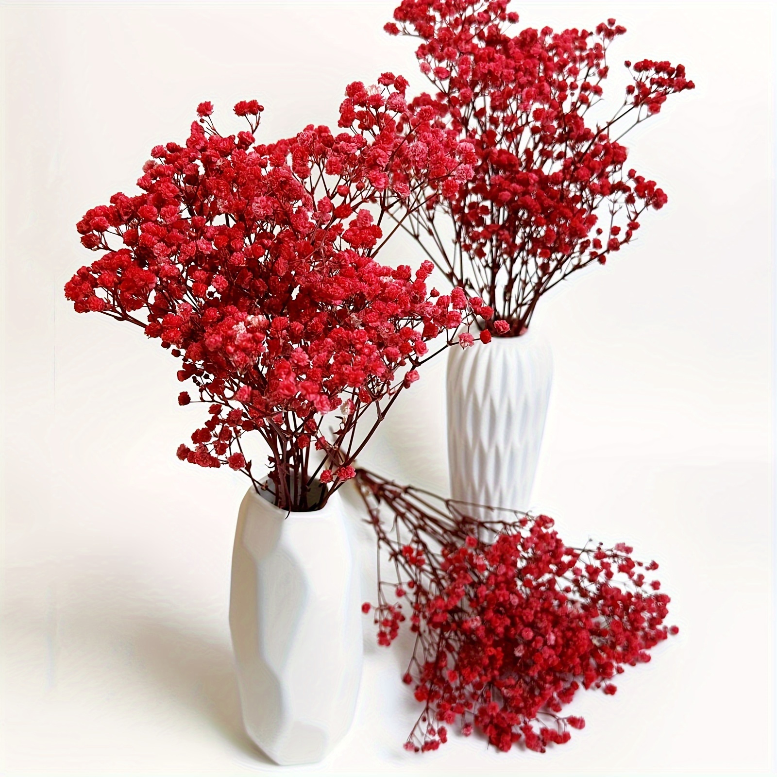 

Red Preserved Baby's Breath 3 Bunches, 100% Natrual Fresh Gypsophila Long Lasting Flowers For Vase Arrangements Home Decoration Photo Props Parties And Weddings, Diy Decor
