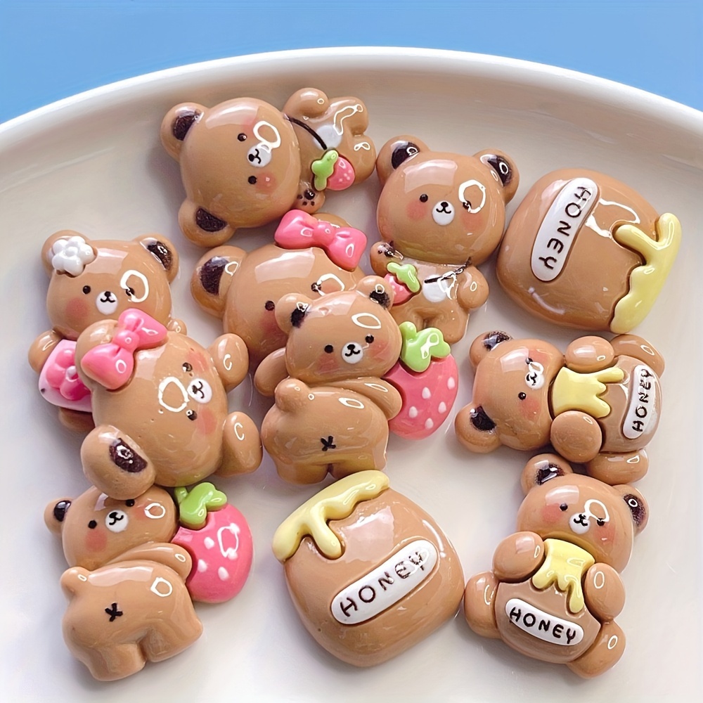 12pcs/lot 3D Resin Cartoon Charms 6 Colors Cute Bear Shape Charms Pendant  For DIY Necklaces Earrings Bracelets Keychain Jewelry Making Findings