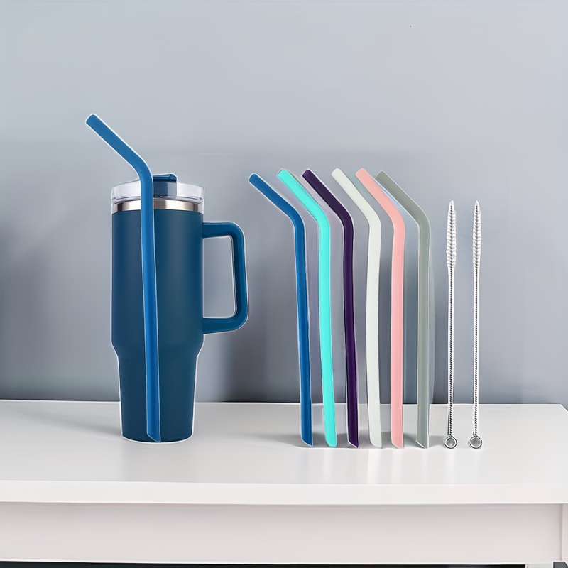 Extra Long Silicone Replacement Curved Straws For Tumblers, Reusable  Drinking Straws, Cup Accessories - Temu