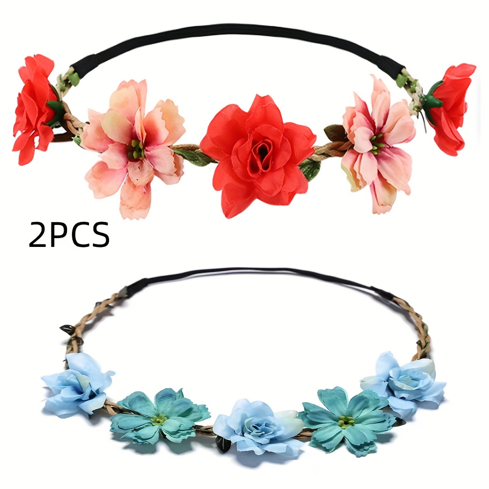flower headband multicolor floral garland soft - Temu United  display picture 1