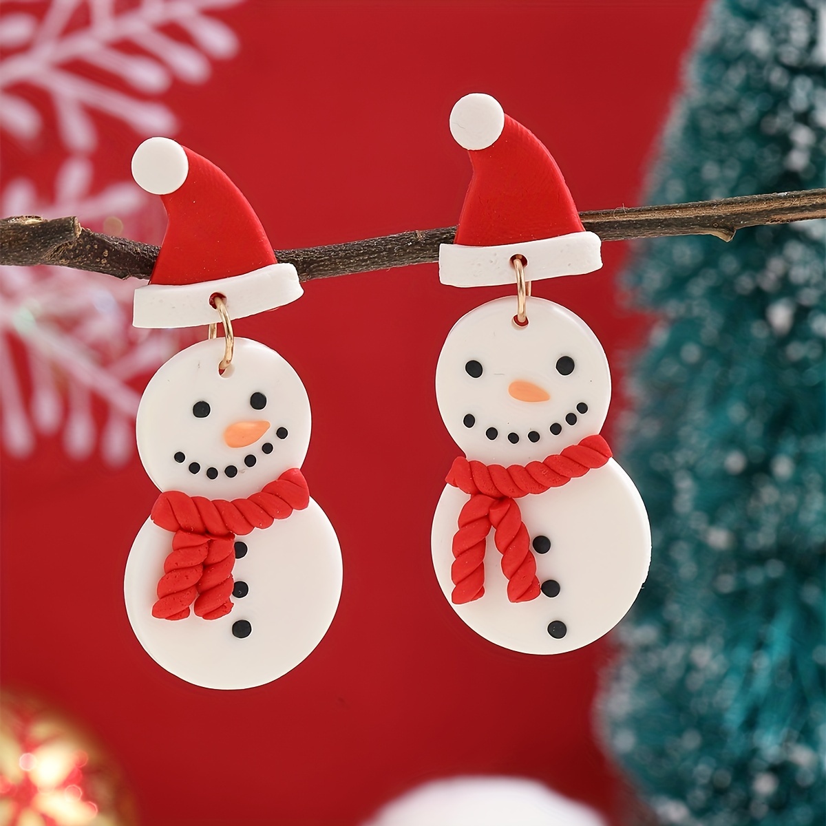 Polymer clay 2024 snowman earrings