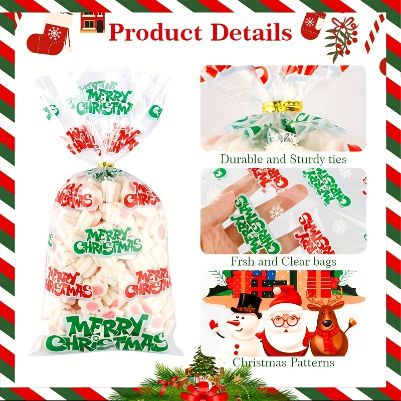 50pcs Christmas Party Candy Bags, Christmas Party Gift Bags