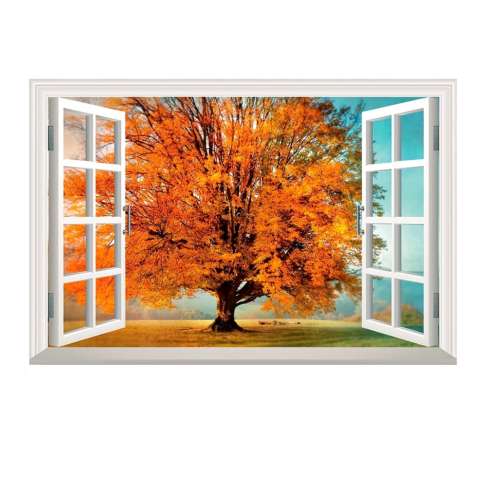 Renditions Gallery Nature Home Decor Fake Window View Of Large Autumn Tree  In Wild Land Canvas, Hanging Artwork For Bedroom Living Room Office Wall,  Housewarming Gift, Three Sizes (unframed) Temu Austria