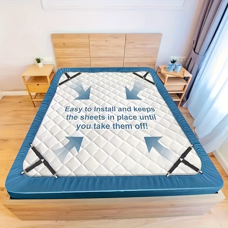 Best Adjustable Fitted Bed Sheet Corner Straps Clips Holders Grippers Set