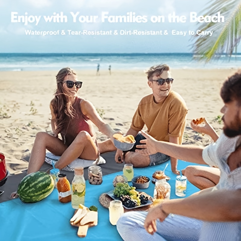 Oversized Sand Proof Beach Blanket 210x200 - Outdoor Picnic Mat for Travel