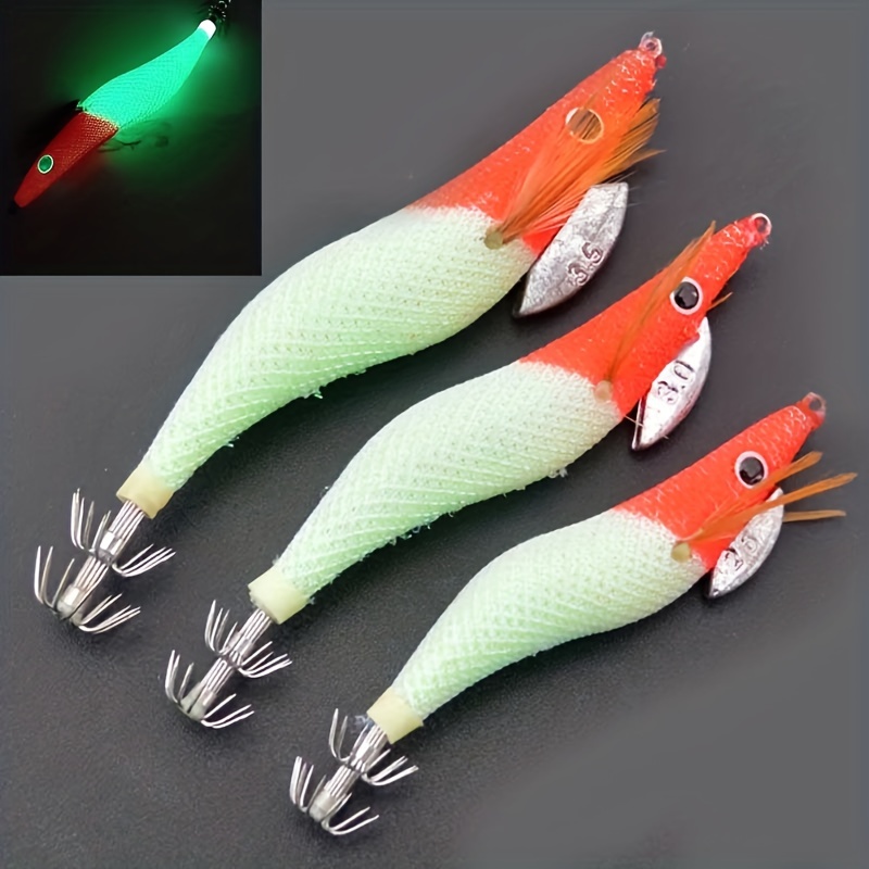 LED Electronic Luminous Squid Jig Set 10cm, 12.5g For Night