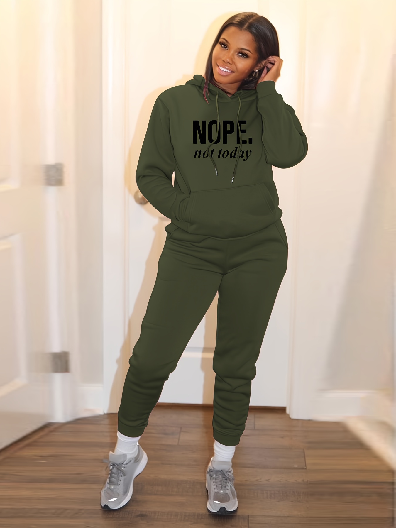 Pants Green Hoodie Outfit Women's Outfit Bottle Green Hoodie