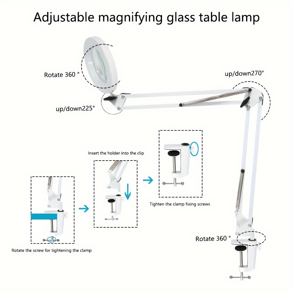 Led Clip Folding Table Light Magnifier Desk Lamp With Lid - Temu