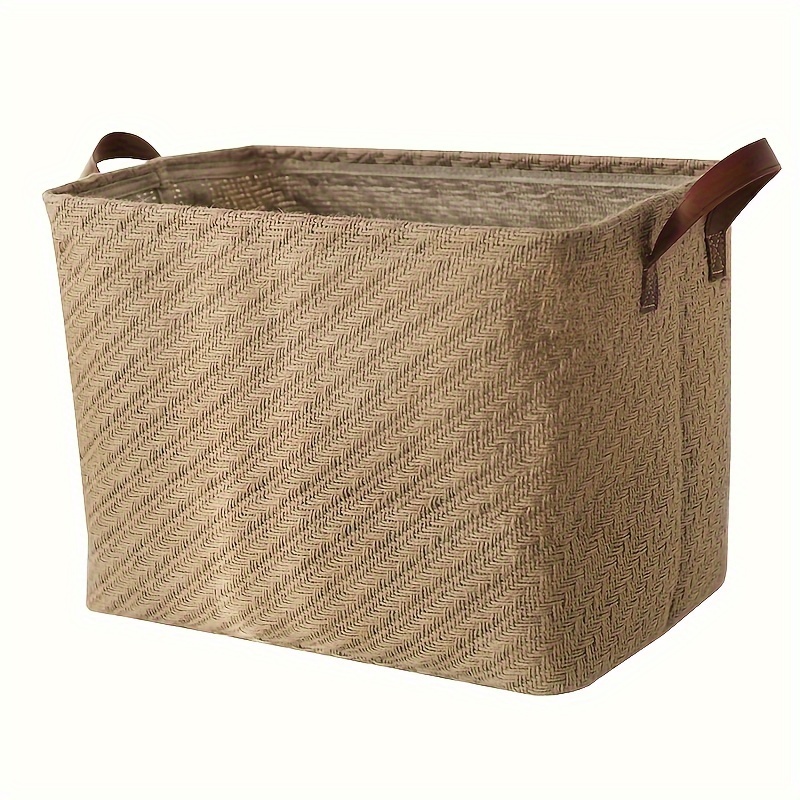 large capacity wardrobe storage basket with handle jute cloth storage foldable storage bin storage box   book storage snack toy storage basket christmas halloween gift details 10