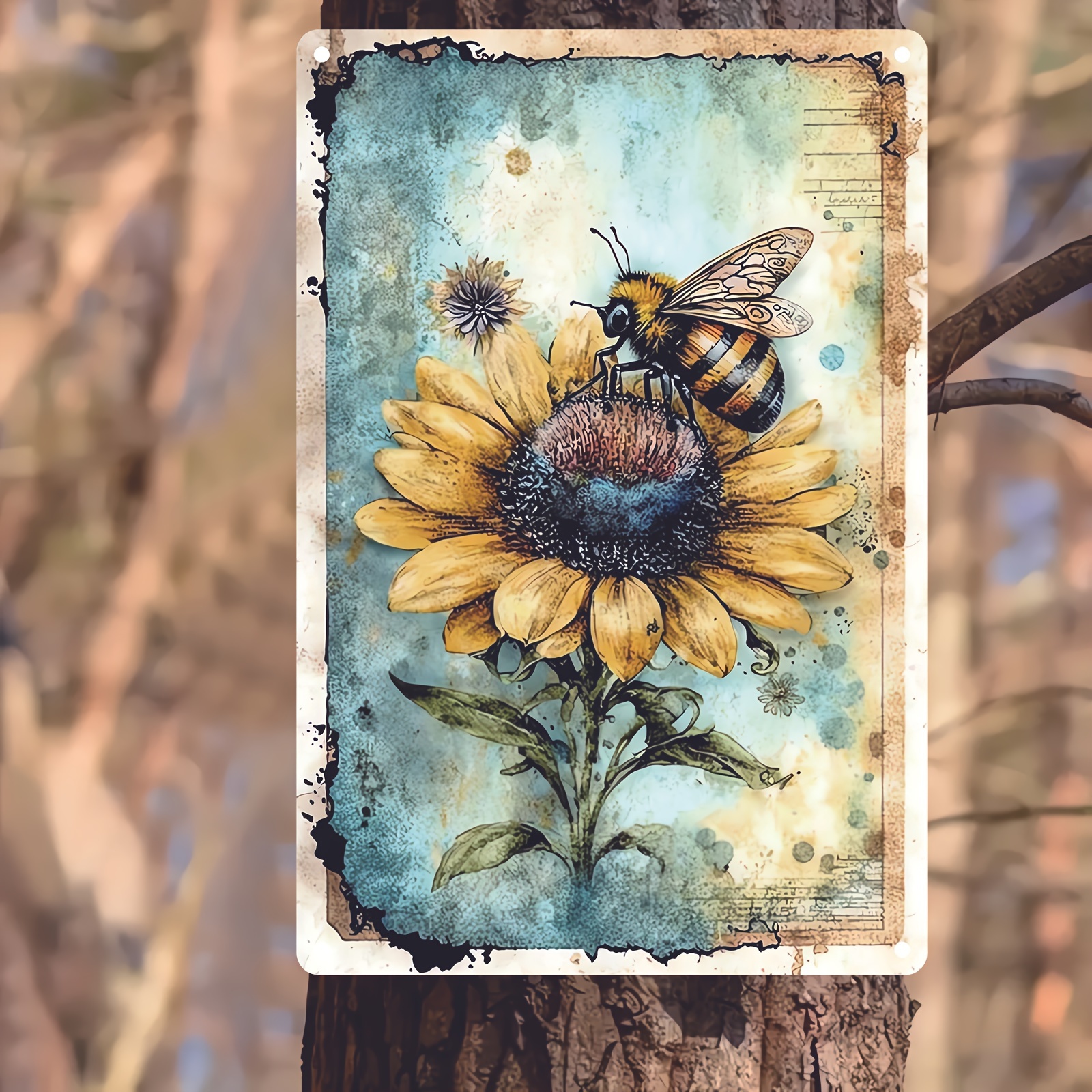 Honey Bee Decor, 6-inch Bee on Sunflower Canvas, Bee Wall Sculpture, Bee  Wall Art, Small Yellow Original Painting, Optimistic Painting 