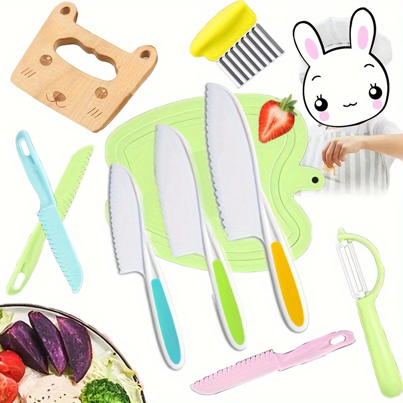 Knives for Kids 5-Piece Nylon Kitchen Baking Knife Set, Plastic Knife Set  Children's Cooking Knives Colors/Firm Grip, Serrated Edges, BPA-Free Kids