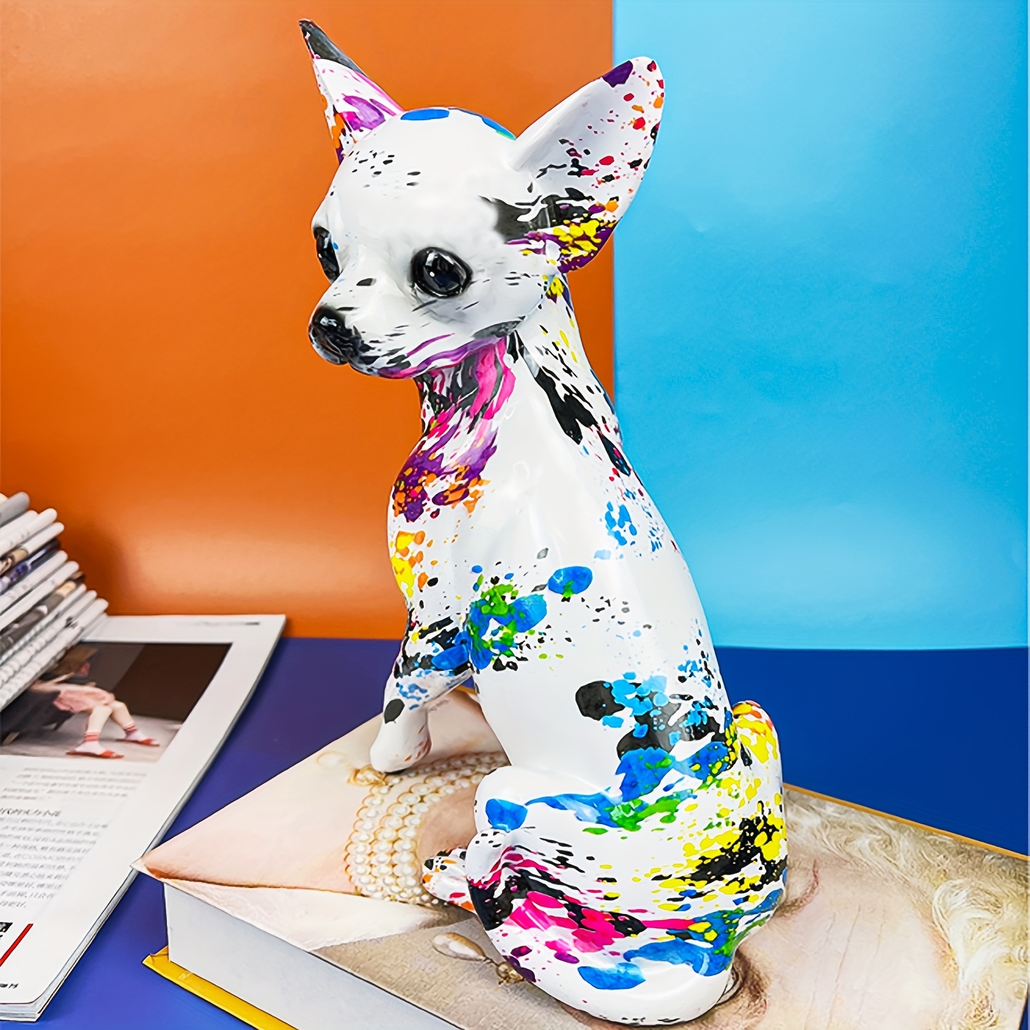 Chihuahua Dog Statue Chihuahua Ornament 1pc Colorful Cute - Main Image