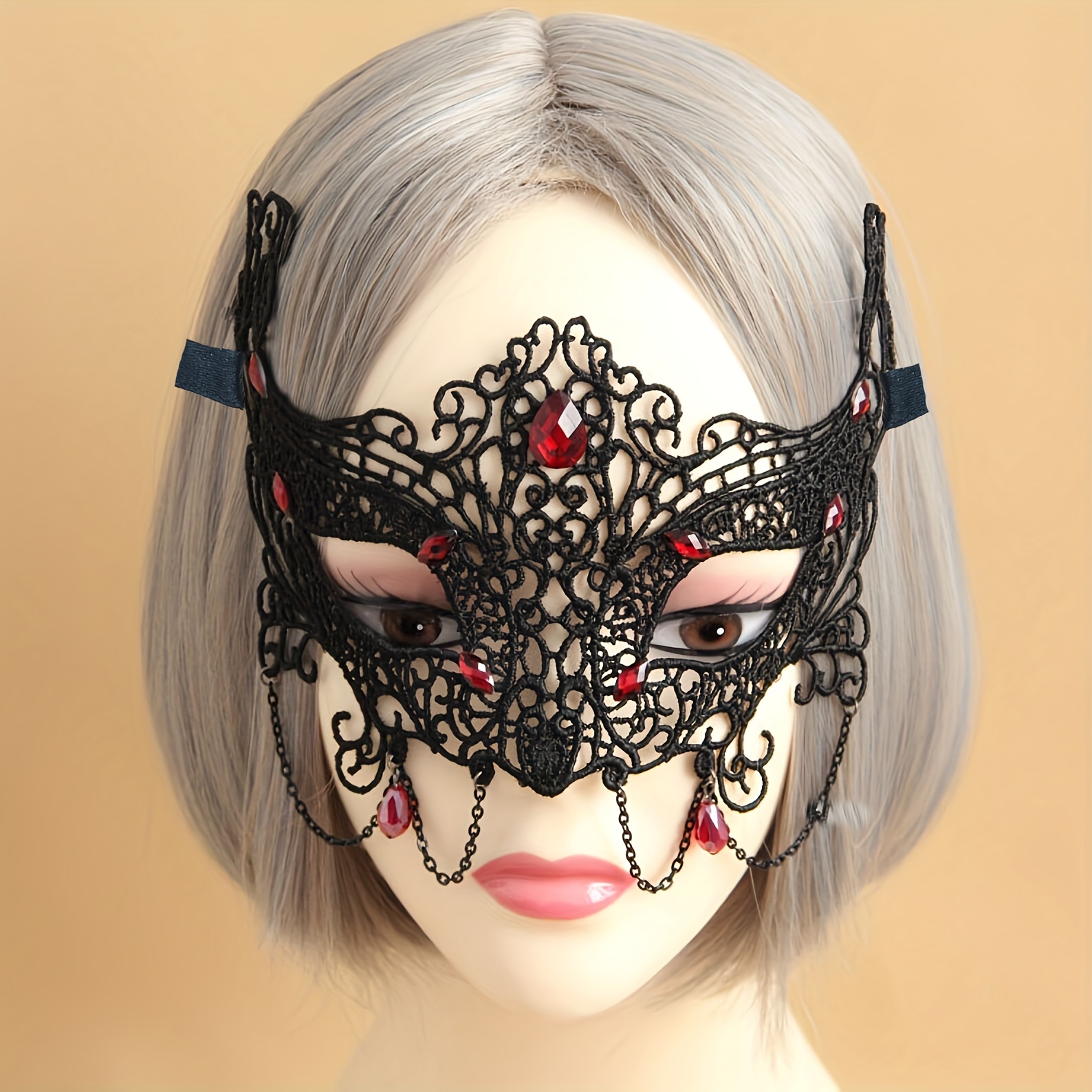 Sexy Exaggerated Big Rhinestone Mask Sparkling Hollow Out Half Face Mask  Stylish Party Stage Performance Eye Mask