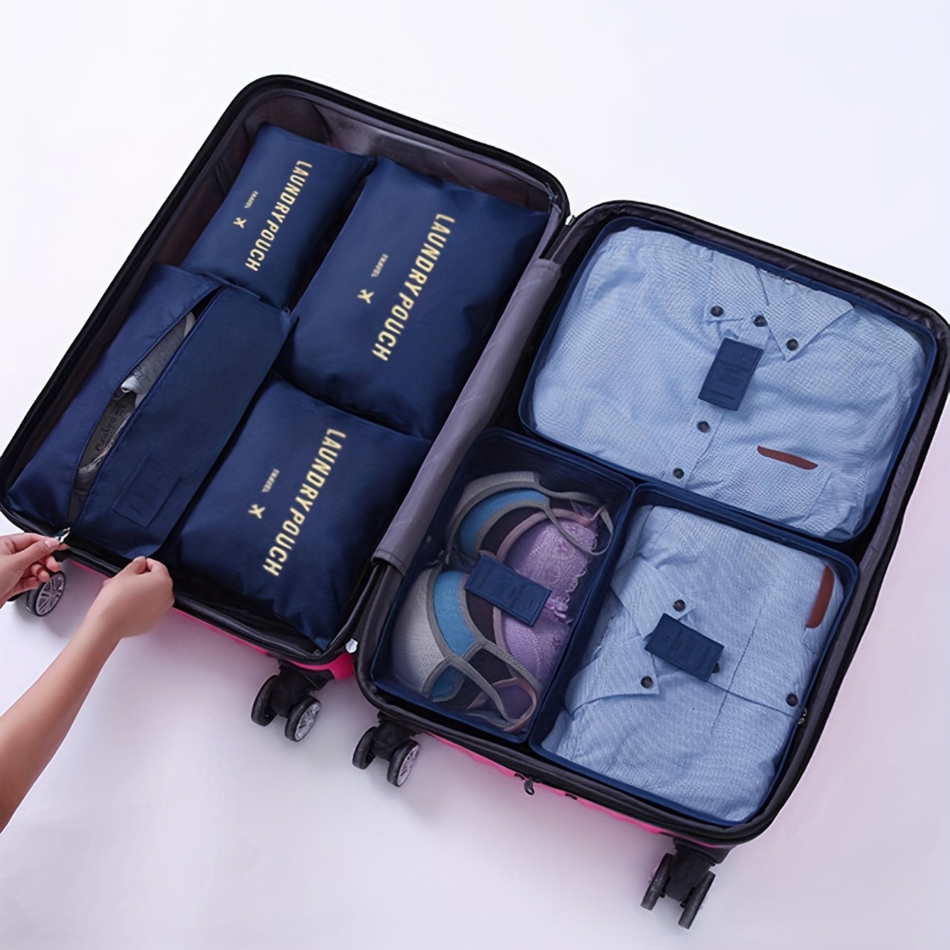 Juego de 7 cubos de embalaje para accesorios de viaje, artículos esenciales  de viaje, bolsas organizadoras de equipaje para maletas, bolsa de viaje