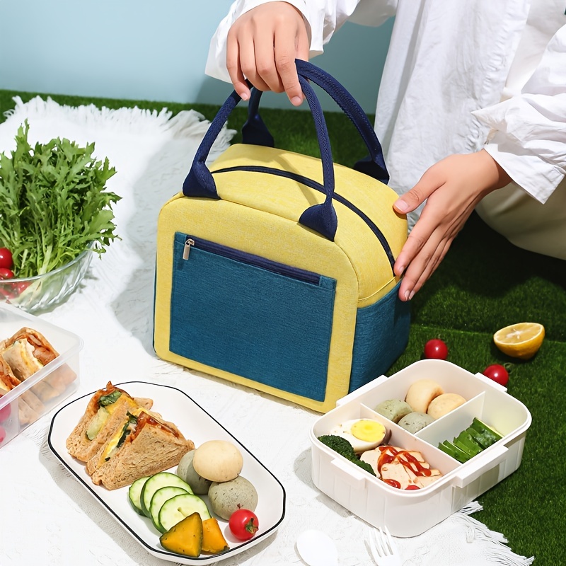 1pc Lunch Box Bag, Thermal Insulated Hand-held Tote Cooler Bag, Aluminum  Foil Food Storage Container, Bento Box