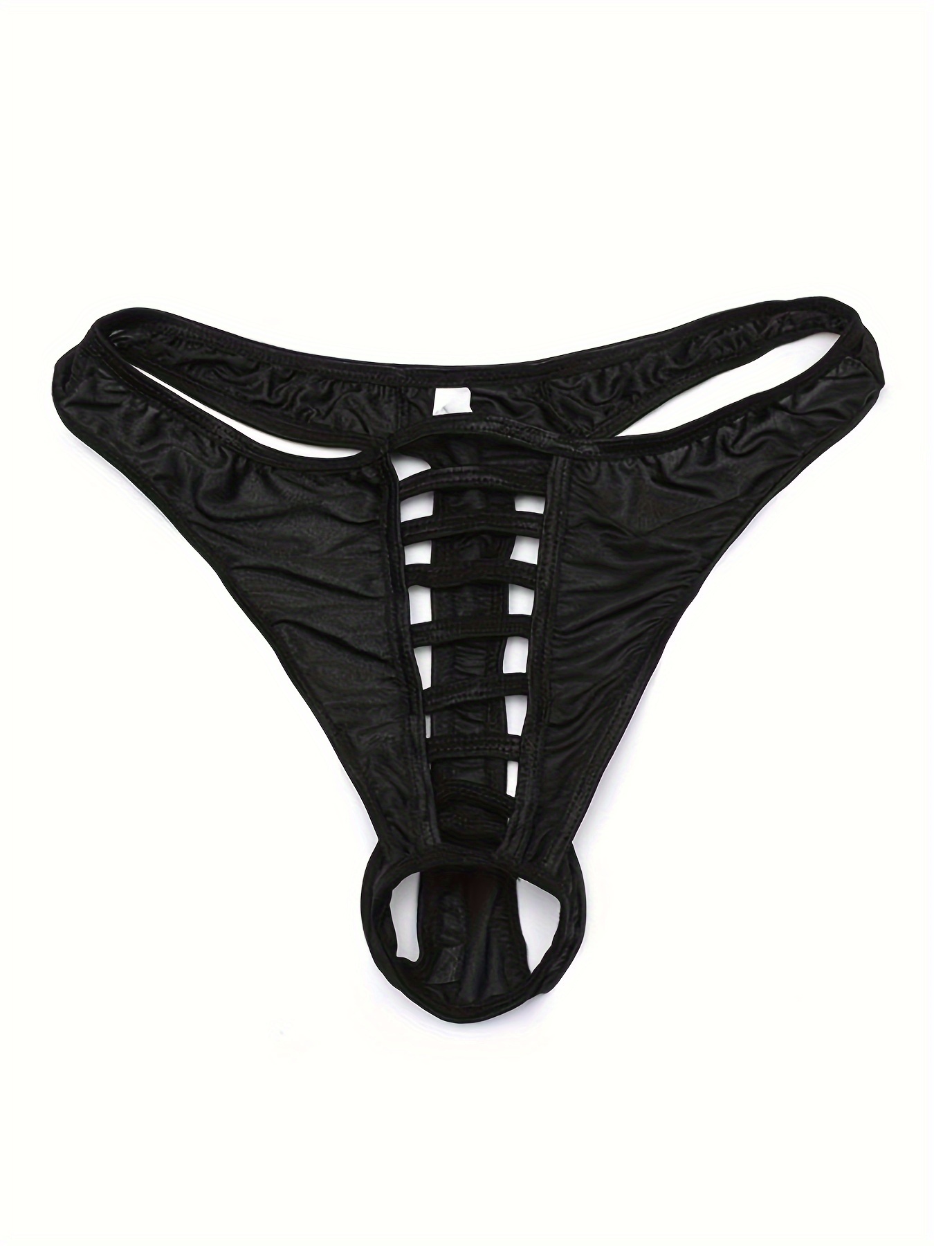 Asian Size Men's Sexy Low Waist Lace Thongs Underwear See - Temu