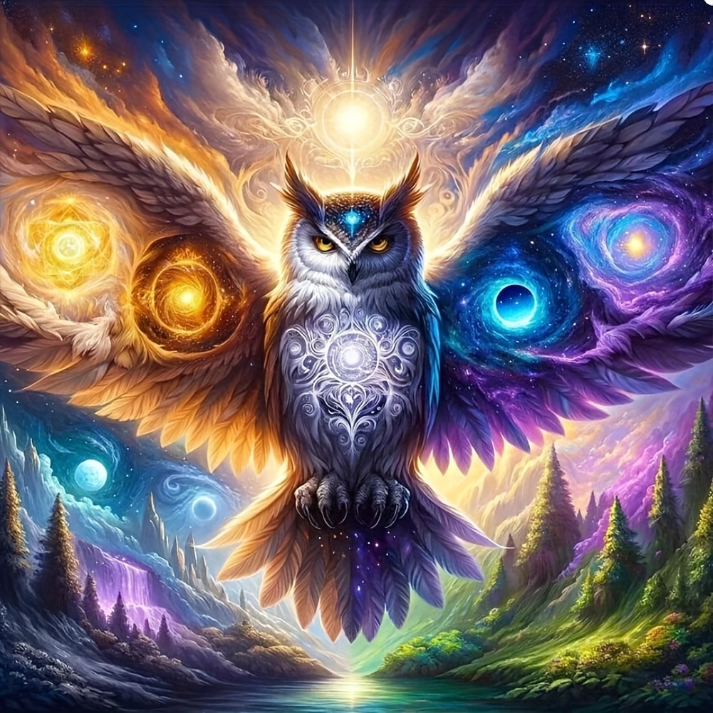 

1pc Large Size 40x40cm/15.7x15.7in Without Frame Diy 5d Diamond Painting, Owl Flying, Full Rhinestone Painting, Diamond Art Embroidery Kits, Handmade Home Room Office Wall Decor