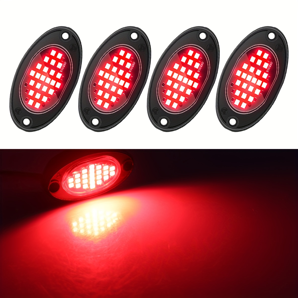 4pcs Led Rock Lights, Universal 24smd, Under Glow Neon Light Pod, Fit For  Atv Rzr Utv Suv, Off-road Auto Motorcycle Accessories, Shop Now For  Limited-time Deals