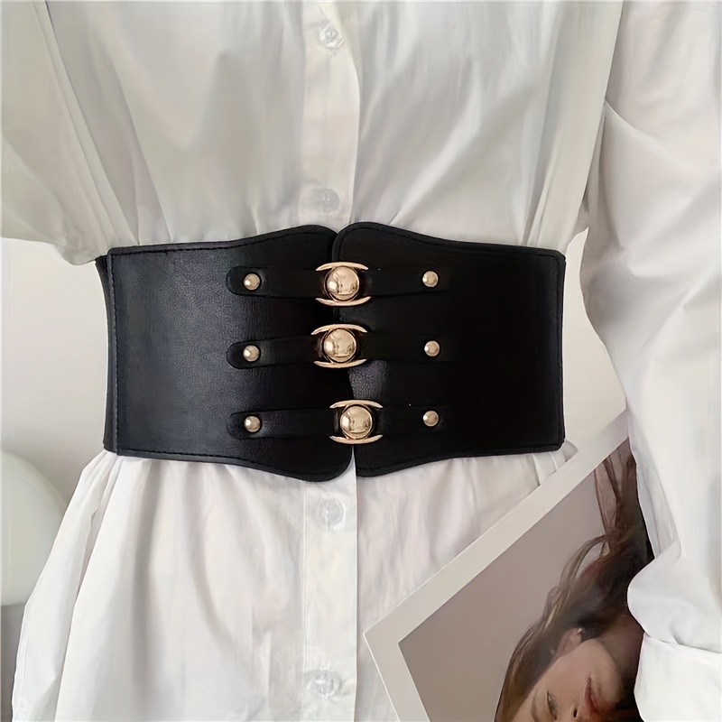 Women Wide Waist Cinch Belt Elasticated Stretchy Faux Leather Waistband  Fashion 
