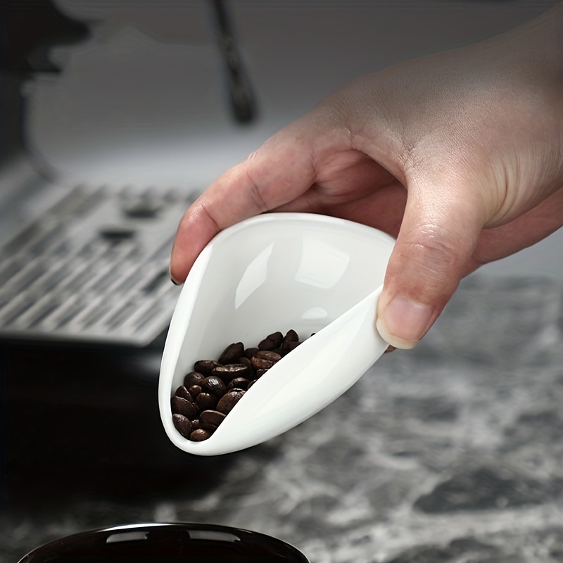 

1pc Coffee Beans Dose Trays Pure White Smooth Porcelain Teaspoon Tea Separator Vessel Set Tools Coffee Bean Spoon Shovel Tea Trays