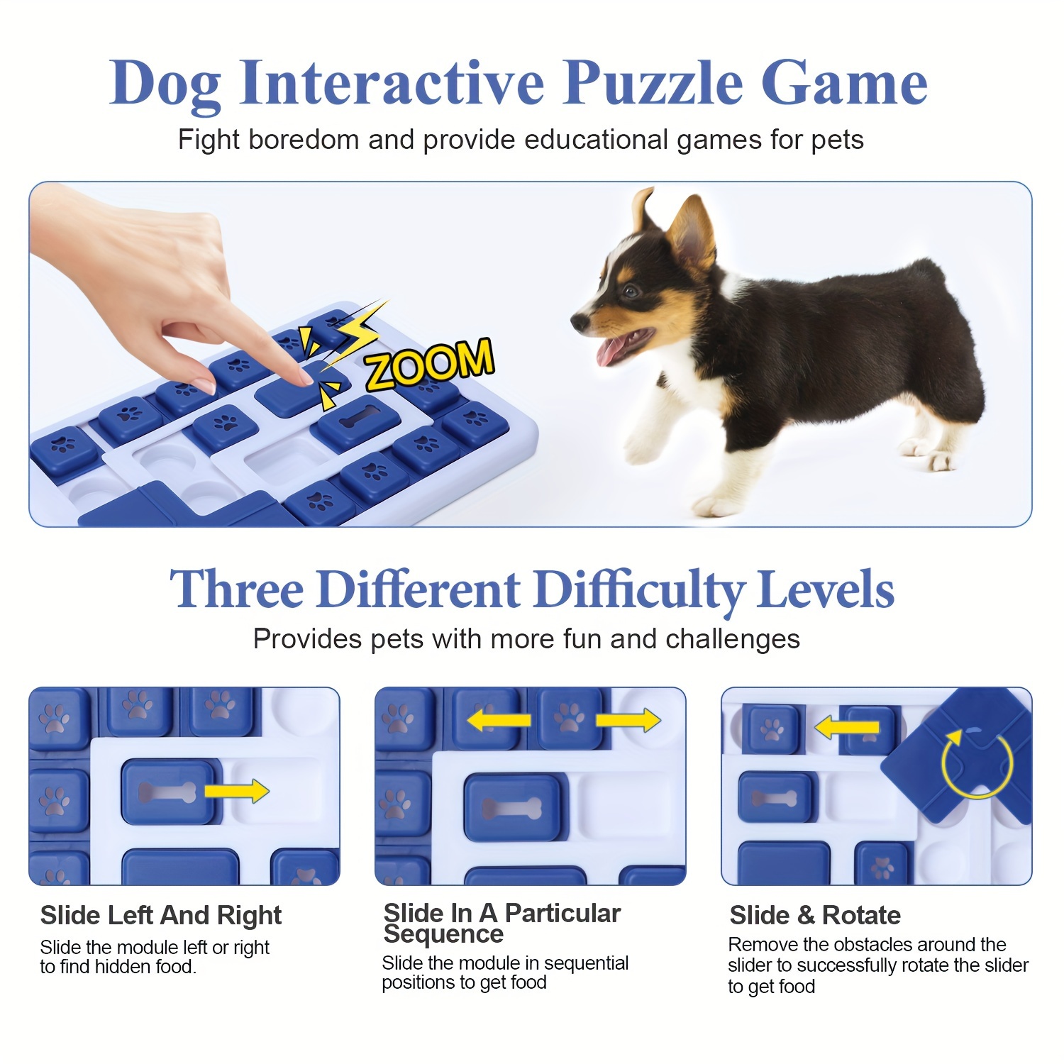 Dog Puzzle Toy 2 Levels Slow Feeder Food Treat Feeding IQ Training  Entertainment