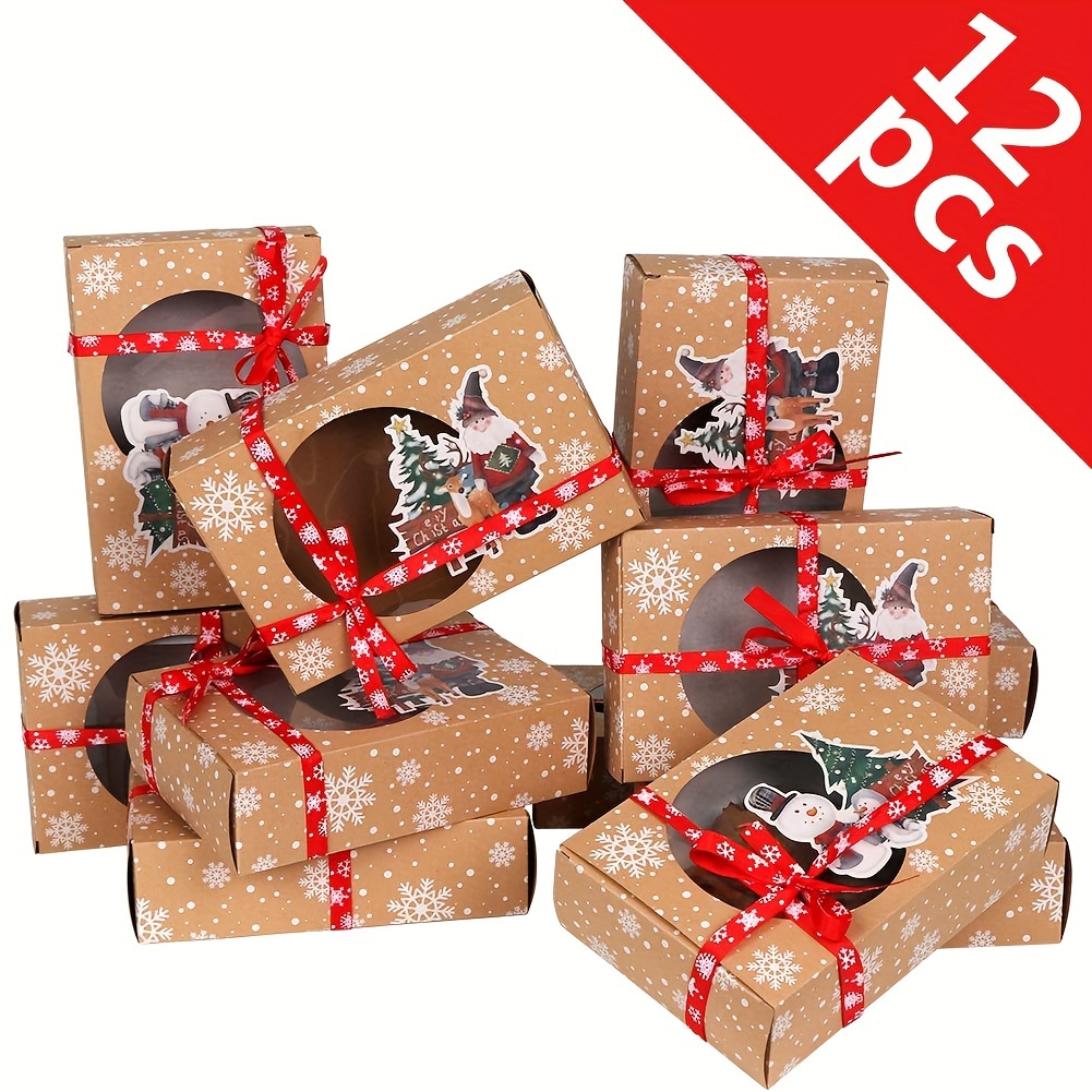  Shinycome 12 Pcs Christmas Cookie Box With Window Holiday Baking  Pastry Treat Boxes Container For Gifts Giving Party Supplies Holiday Baking  Pastry Boxes Food Treat Container: Home & Kitchen