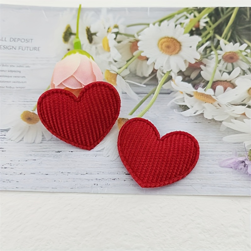 TEMU 50 pezzi/ 3.5*3CM Applicazione a cuore imbottita per vestiti, cappello, ornamento, copricapo, fermagli per capelli, aggiunte