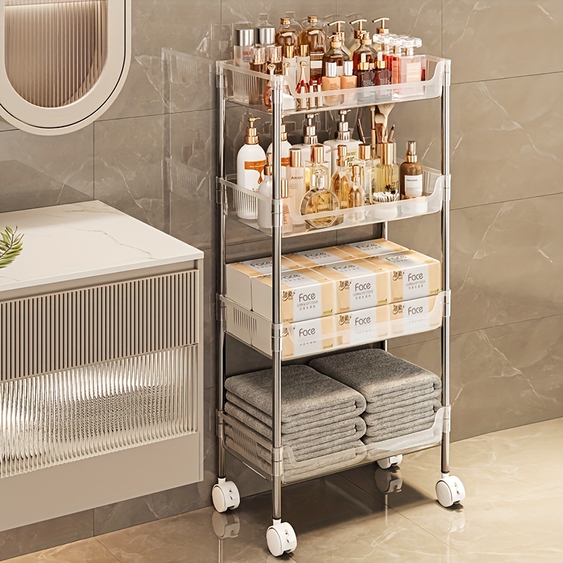 3 Tier Transparent Acrylic Snack Storage Cabinet, Living Room Kitchen  Trolley, Multi-layer Movable Floor Bedside Cosmetic Storage Rack - Temu