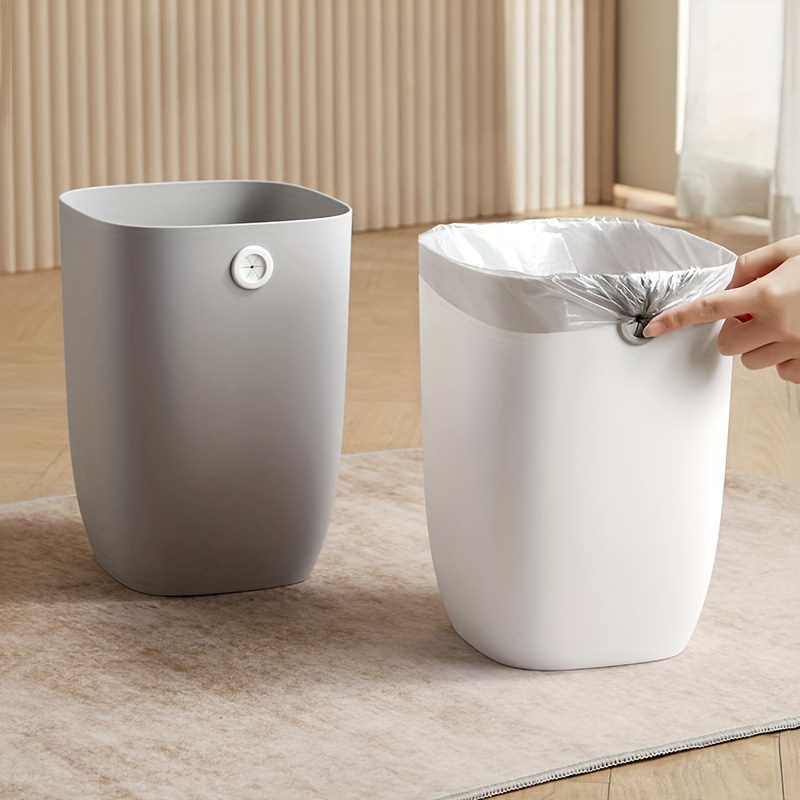 Solid Color Trash Can Household Rubbish Can With Trash Bag - Temu