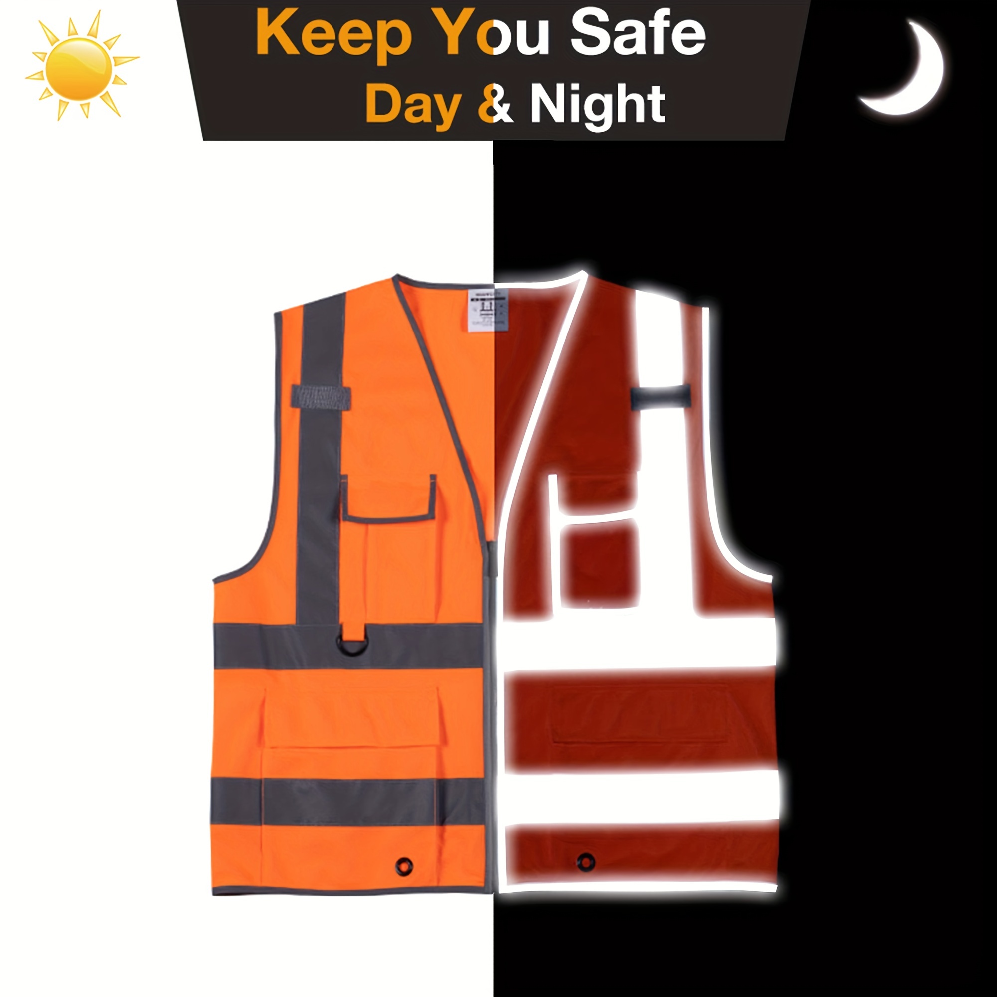  Chaleco de seguridad amarillo naranja, chaleco reflectante de  alta visibilidad con cremallera de bolsillo, chaqueta unisex para seguridad  y seguridad de emergencia (color naranja, tamaño: 27.6 pulgadas) :  Herramientas y Mejoras