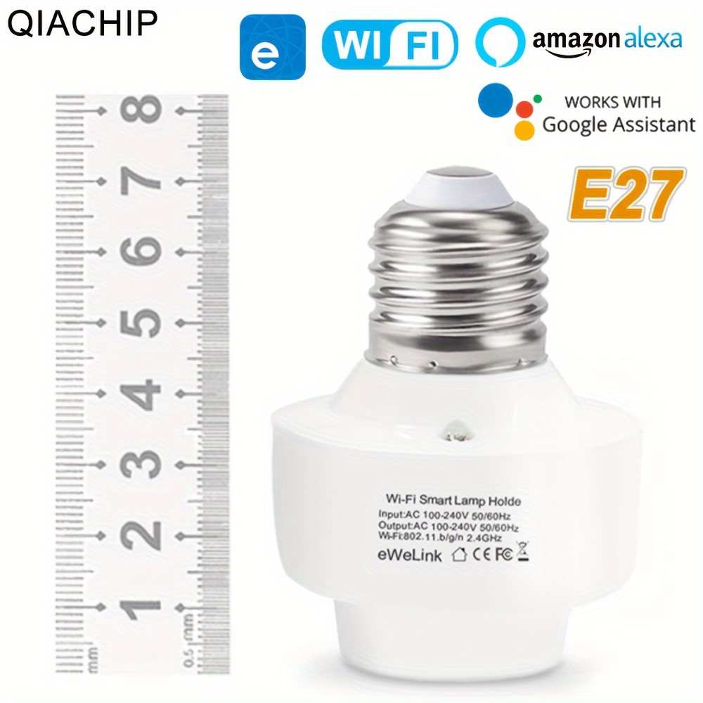 Enchufe de bombilla inteligente WiFi E27/E26, adaptador de bombillas LED  Wi-Fi, convertidor de base, soporte de temporizador, adaptador de lámpara