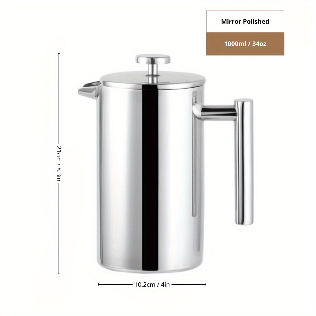 MIRA 34oz French Press Coffee Maker, Double Wall Insulated