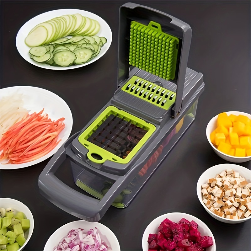 16in1 Multifunctional Vegetable Chopper And Fruit Slicer With Container -  Manual Food Grater, Vegetable Slicer, Cutter, Onion Mincer, Potato Shredder  - Kitchen Gadgets For Easy Preparation - Temu
