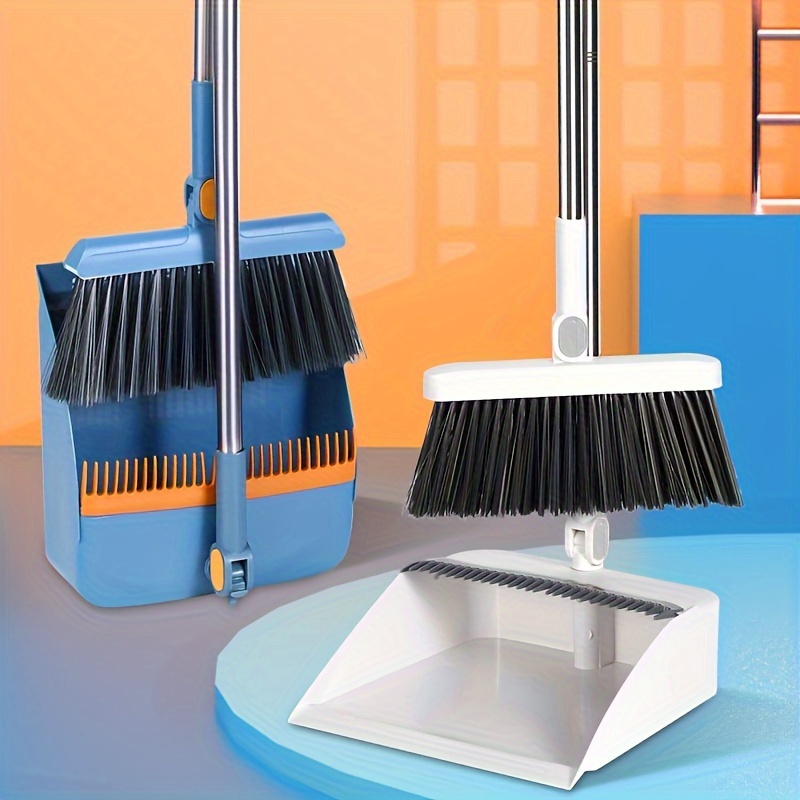 1set Broom And Dustpan Set For Home, Upright Dustpan And Broom Combo Set,  Sweeping Office Kitchen Wood Floor Pet Hair, Cleaning Supplies For Indoor  Housewarming Gift 37in/48.8in