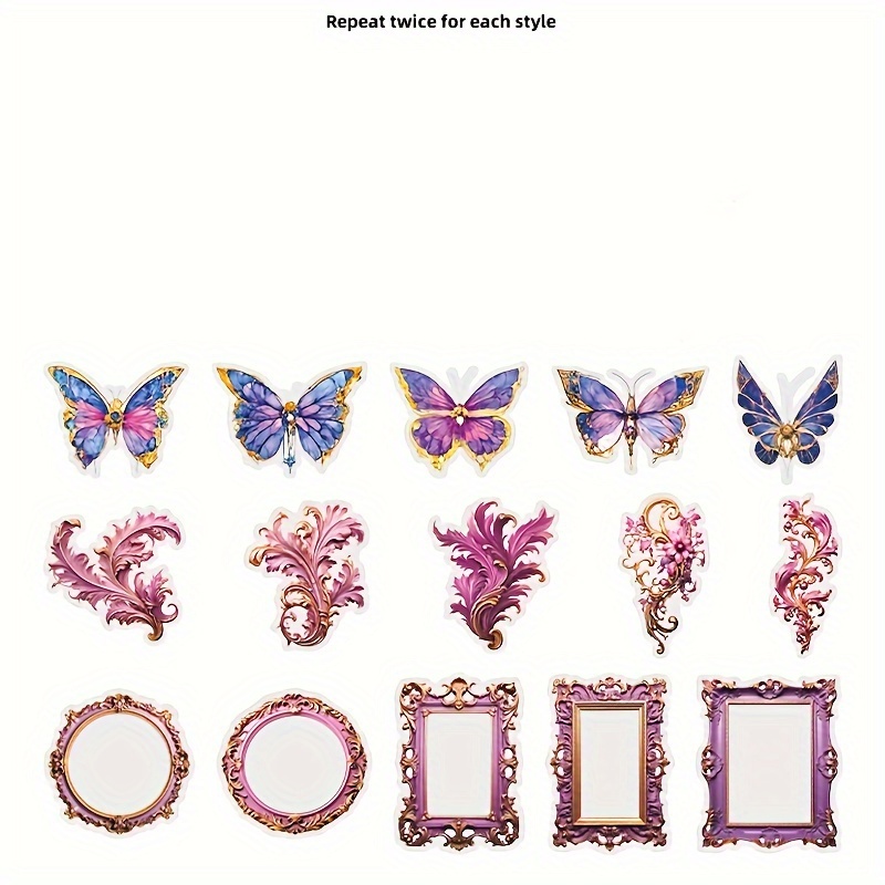 30pcs Dreamy Baroque Border Butterfly Stickers DIY Decor