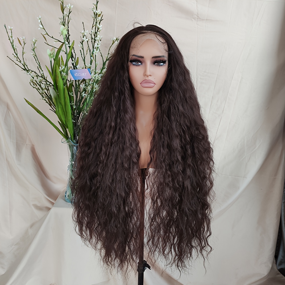 Brown Long Curly Lace Front Wigs Women Daily Party Holiday - Temu