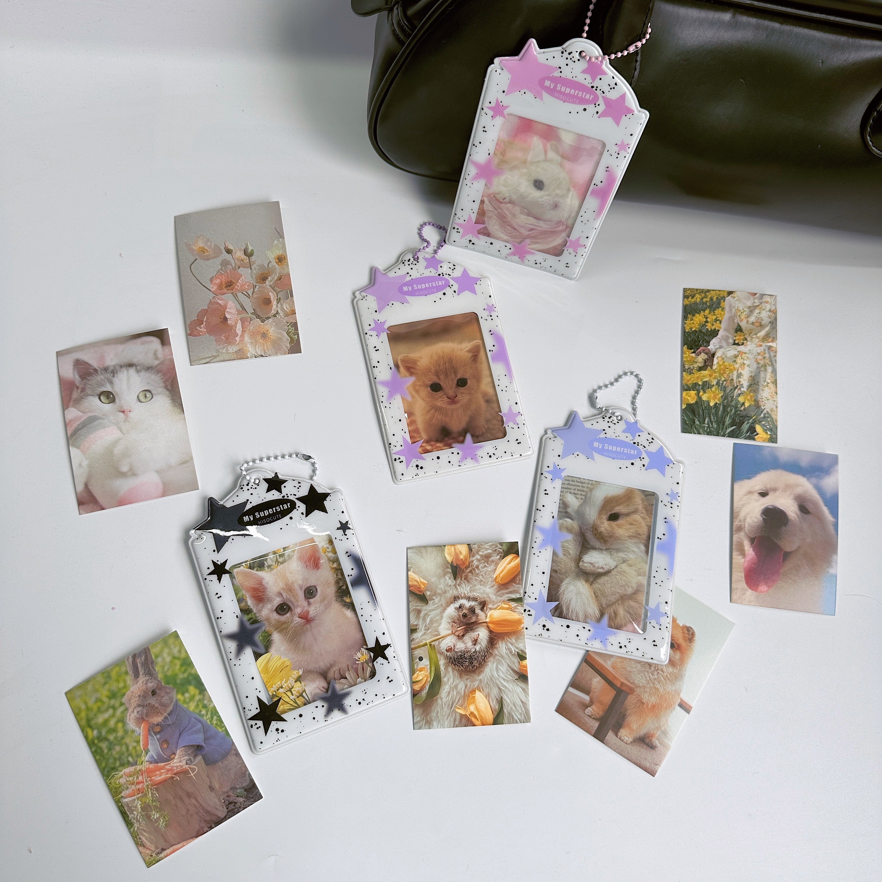 Cute Cat Photocard Holder, Kpop Photocard Keychain, BLACKPINK Photocard  Holder, Pink Purple Photocard Holder Album, Cartoon ID Card Holder 