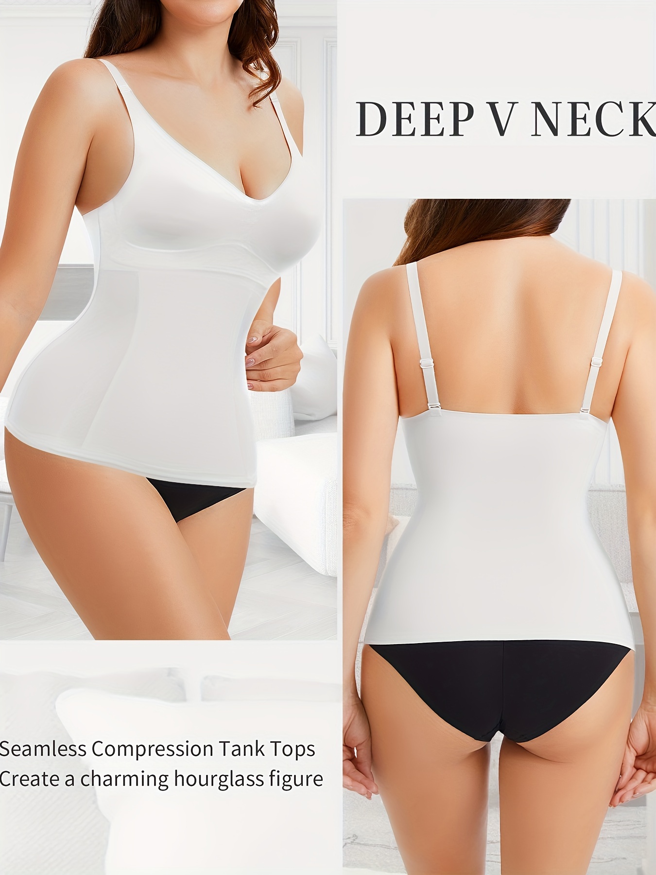 V Neck Compression Cami Tops Tummy Control Slimmer Top - Temu