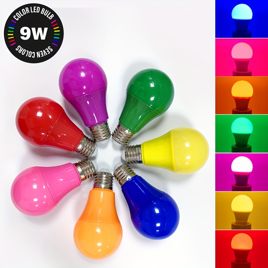 

A19 Led Colored Light Bulbs, 9watts (60w Equivalent), E26 Base, For Wedding Halloween Christmas Party Bar Mood Ambiance Decor 1pack