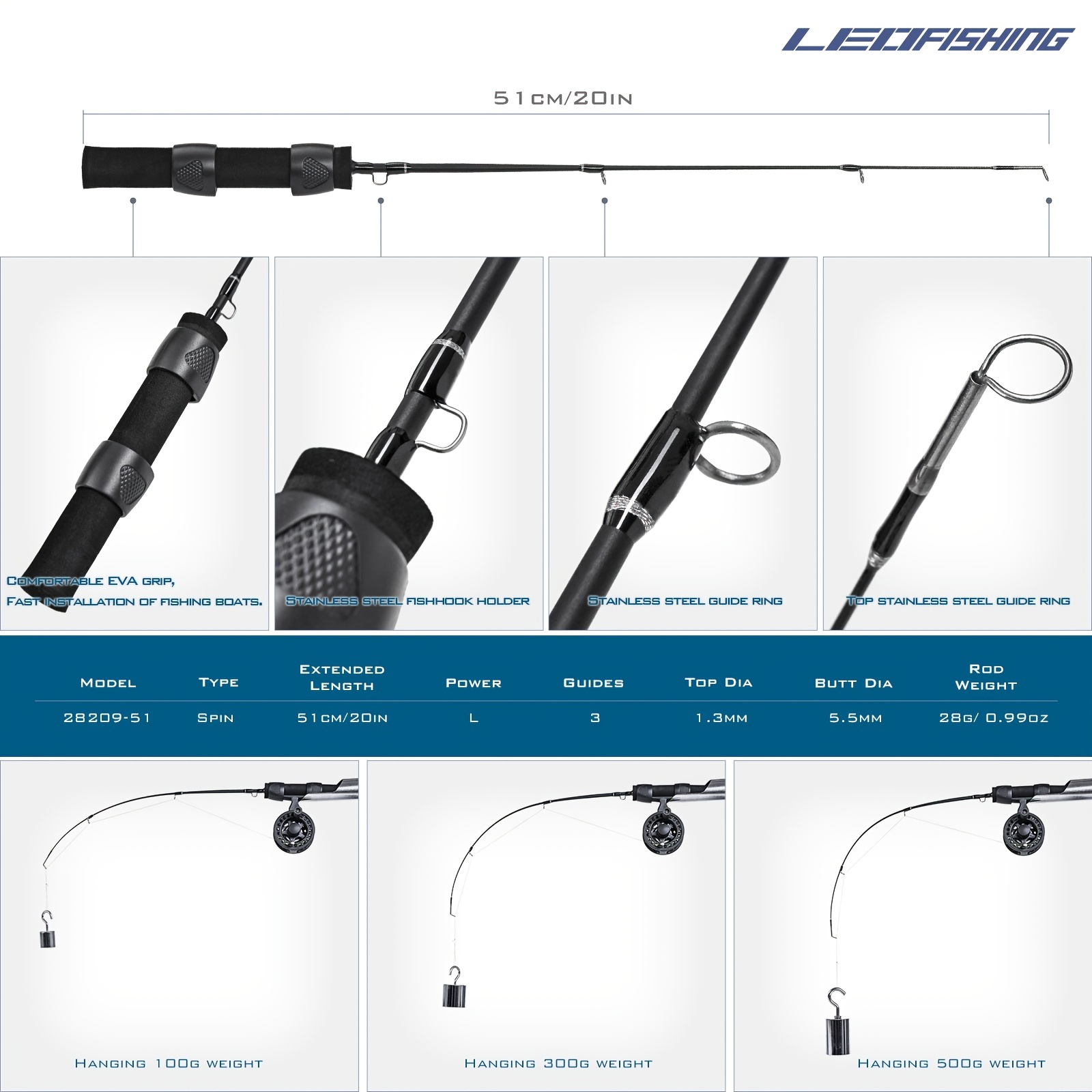 Leofishing Portable Ice Fishing Rod Ultralight And Sensitive - Temu