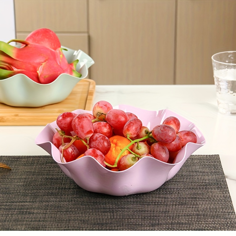 1set Plastic Fruit Bowl With Drainer, Large Capacity Anti-slip Fruit Tray  For Home Kitchen