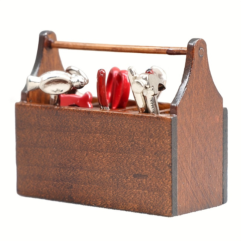 8 Pcs Mini Wooden Toolbox Metal Alloy Tool