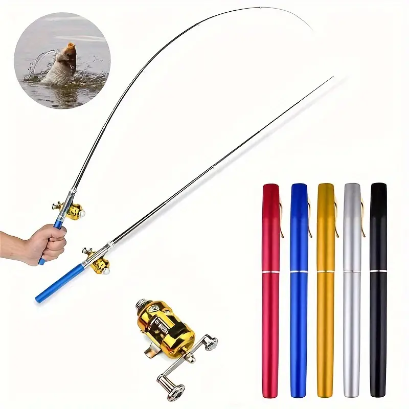 Pocket Size Fishing Rod Pen Style Fishing Pole Reel Combo - Temu Canada
