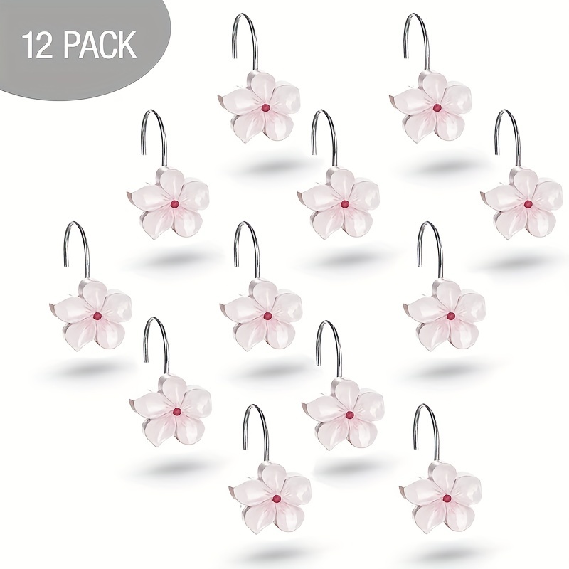 Shower Curtain Hooks Decorative White Flower Elegant - Temu
