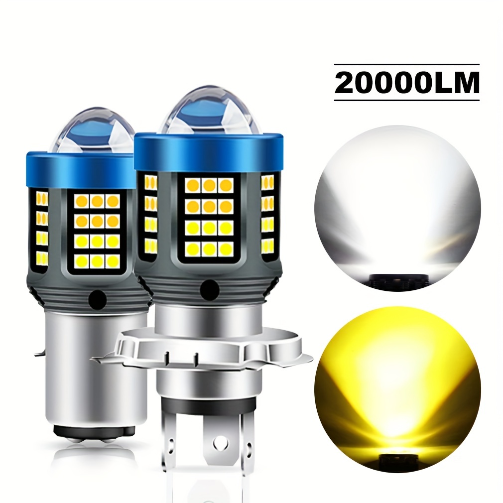 Ampoule halogène LED pour moto, lampe antibrouillard pour scooter et vélo  électrique, lumière blanche et jaune